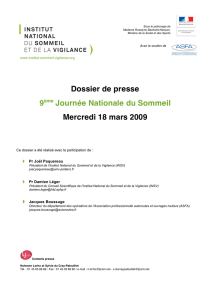 Dossier de presse 9ème Journée Nationale du Sommeil Mercredi