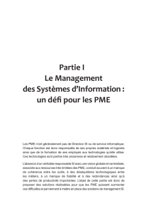 Partie I Le Management des Systèmes d`Information : un défi pour