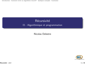 Récursivité - I3 - Algorithmique et programmation