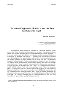 La notion d`apparence [Schein] et son rôle dans l`Esthétique de Hegel