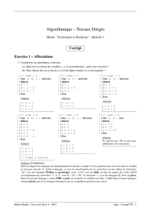 Algorithmique – Travaux Dirigés