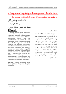Intégration linguistique des emprunts à l`arabe dans « » la presse