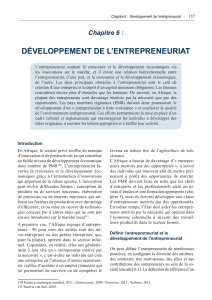 Chapitre 6 : DÉVELOPPEMENT DE L`ENTREPRENEURIAT