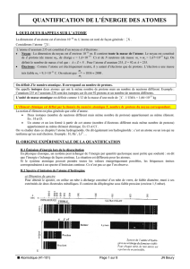 QUANTIFICATION DE L`ÉNERGIE DES ATOMES