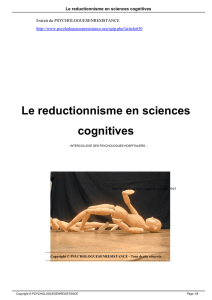 Le reductionnisme en sciences cognitives