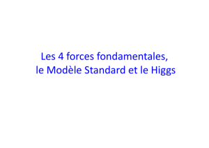 Les 4 forces fondamentales, le Modèle Standard et le Higgs