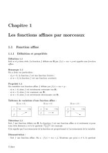 Chapitre 1 Les fonctions affines par morceaux