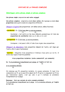 Syntaxe de la phrase complexe i)distinguer entre phrase simple et