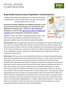 Royal Nickel annonce deux acquisitions transformatrices