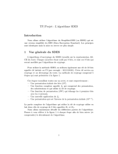 TP/Projet : L`algorithme SDES Introduction 1 Vue générale du SDES