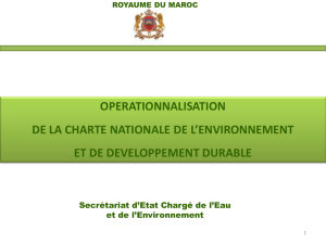 Opérationnalisation de la charte nationale de l`environnement et de