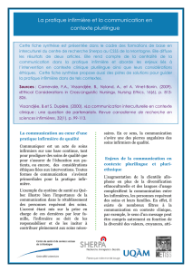 La pratique infirmière et la communication en contexte plurilingue