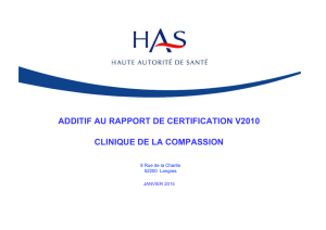 additif au rapport de certification v2010 clinique de la compassion