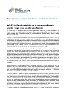 Vol. 114 : Cancérogénicité de la consommation de viande rouge et