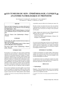 les tumeurs du sein : épidémiologie, clinique