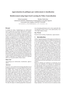 Approximation de politiques par renforcement et