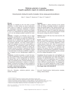 Médecine générale et ramadan - Banque de données en santé