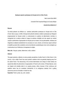 Quelques aspects syntaxiques du français écrit en Côte d`Ivoire