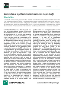 Normalisation de la politique monétaire américaine : risques et défis