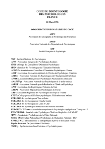 Code de Déontologie des Psychologues - version 1996