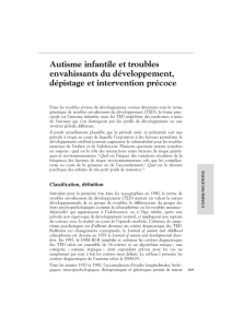 Autisme infantile et troubles envahissants du développement