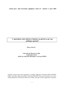 L`agriculture entre th&eacute;orie et histoire ou qu=est
