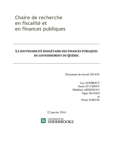 LA SOUTENABILITÉ BUDGÉTAIRE DES FINANCES