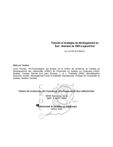 Théories et stratégies de développement au Sud