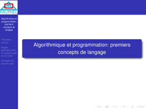 Algorithmique et programmation: premiers concepts de langage