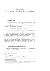 Chapitre 2: Les généralités du calcul des probabilités.