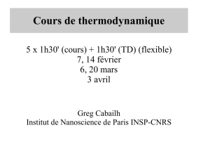 Cours de thermodynamique