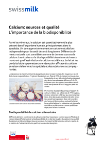 Biodisponibilité du calcium alimentaire