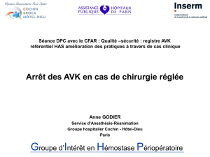 Arrêt des AVK en chirurgie réglée Anne GODIER (Paris)