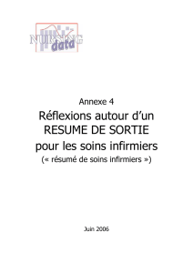 Réflexions autour d`un RESUME DE SORTIE pour les