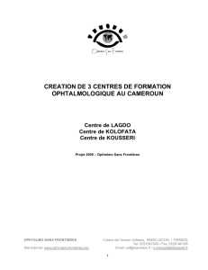 creation de 3 centres de formation ophtalmologique au cameroun