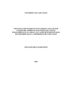 university of cape coast influence des éléments syntaxiques anglais