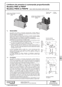 Limiteurs de pression à commande proportionnelle Modèles PMV et