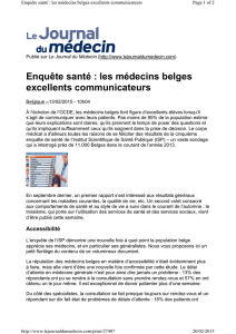 Enquête santé : les médecins belges excellents communicateurs