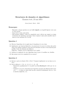 Structures de données et algorithmes Examen écrit, 23 mai 2014