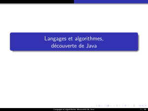 Langages et algorithmes, découverte de Java