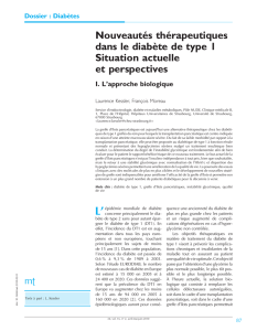 Nouveautés thérapeutiques dans le diabète de type 1 Situation