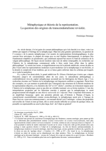 Métaphysique et théorie de la représentation. La