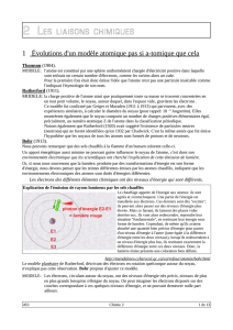 2 LES LIAISONS CHIMIQUES 1 Évolutions d`un modèle atomique