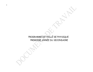 programme detaillé de physique première année du secondaire