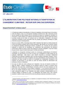 l`elaboration d`une politique nationale d`adaptation au