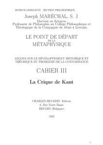 J.Maréchal, Le point de depart de la métaphysique Cahier III La