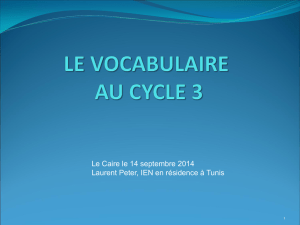 LE LEXIQUE AU CYCLE 3