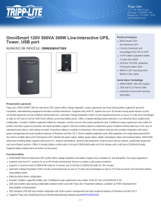 OmniSmart 120V 500VA 300W Line-Interactive UPS, Tower, USB port
