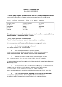 CORRIGE DE GRAMMAIRE N°3 Samedi 12 DÉCEMRE 2015 1