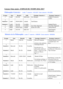 Emploi du temps de la Licence 3 - Université Paris 1 Panthéon